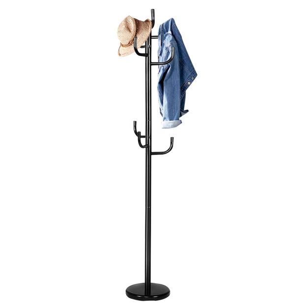 IDIMEX Appendiabiti Mila Da Terra In Metallo Cromato – 8 Ganci, Base Rotonda, Moderno Per Ingresso E Corridoio, 174 Cm