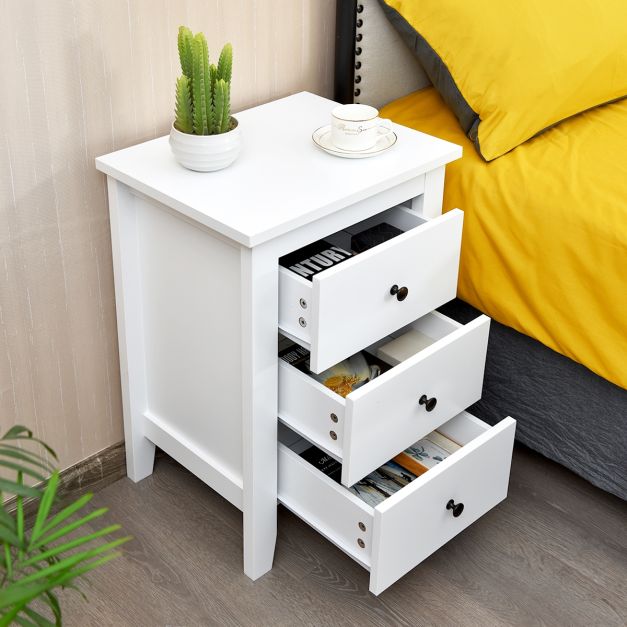 Aenuert Comodino bianco con tre cassetti, comodino moderno a 3 ripiani, organizer per camera da letto, corridoio, ingresso, armadi, soggiorno