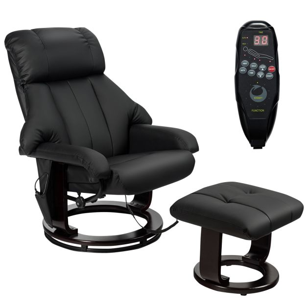Poltrona da massaggio elettrica con telecomando, Sedia reclinabile girevole  a 360° per ufficio e salone, Nero - Costway