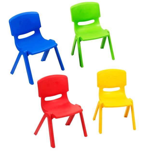 4 Sedie per imparare mangiare e giocare, Sedie di plastica multicolore per  bambini e bambine - Costway