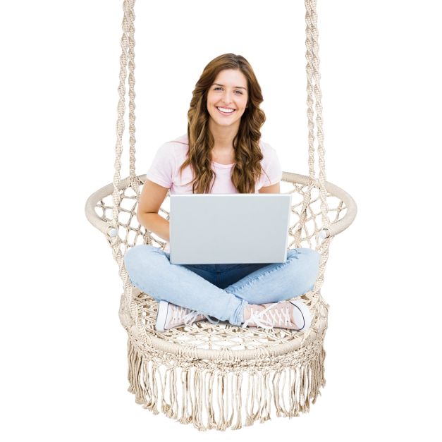 Sedia a doppia amaca sedie a dondolo sospese in macramè con cuscino e K Hardware, altalene per adulti per esterni, Patio, balcone, camera da letto  1503