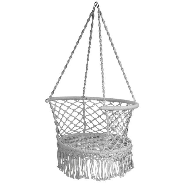Homgava Sedia amaca in macramè con cuscino, corde in cotone, struttura in metallo, capacità 204 kg, per interni ed esterni, patio, balcone, soggiorno, terrazza, cortile, giardino (doppia altalena