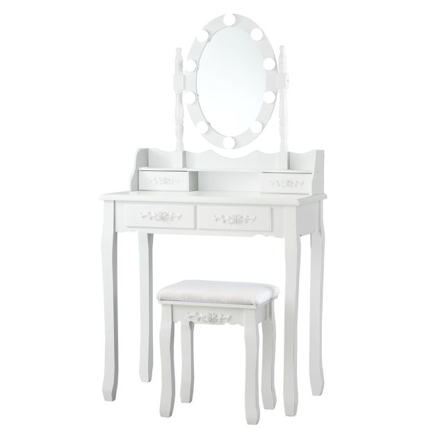 Toletta bianca con specchio e sgabello Mobili per bambini/dresser,White 