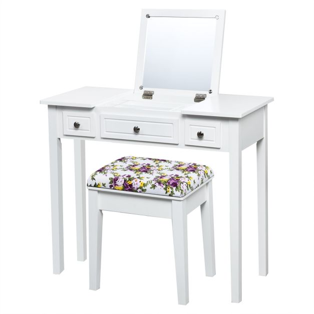 Set scrivania da trucco con tanto spazio, tavolo da trucco con specchio