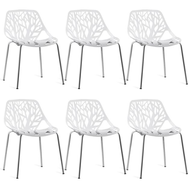 Set di 6 sedie da pranzo, Sedie moderne impilabili con piedini di plastica,  Bianco - Costway