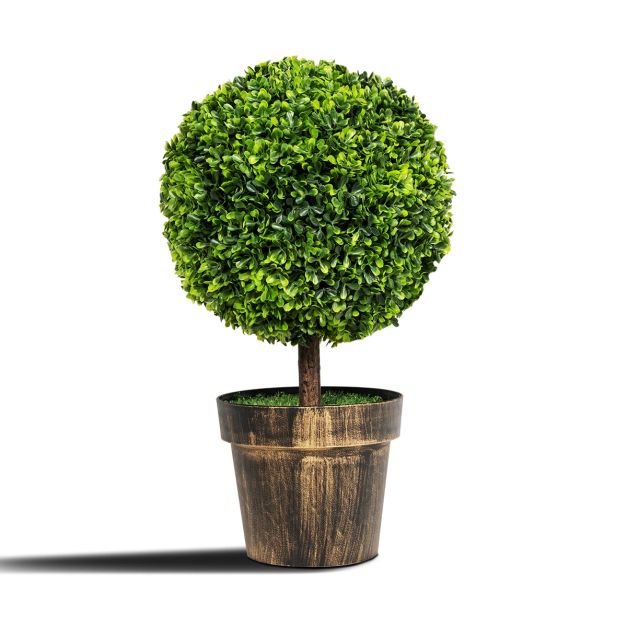 2 Alberi Topiaria Artificiali Per Esterni - Piante Di Bosso Finto, Alti 70 Cm, Per Giardino, Patio, Terrazzo, Senza Manutenzione