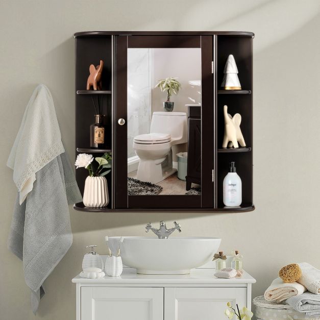 Armadietto Da Parete Per Bagno Azheruol – 2 Ante, 3 Ripiani Regolabili, Bianco, Sopra WC, 60x70x15 Cm (Esempio) - 2