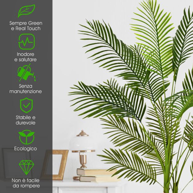 Aveyas Palma artificiale da 1,5 m per decorazione domestica, 1,5 m, in finta seta, pianta tropicale Kentia Areca con vaso, per interni ed esterni, casa, soggiorno, ufficio, portico, giardino (1,5 m di