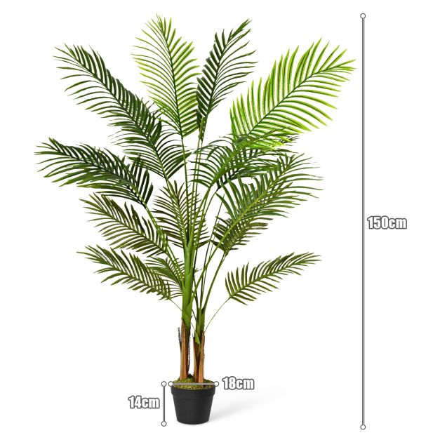 Ting's Time Palma Artificiale Da 1,5 M, Grande Palma Tropicale Con 12