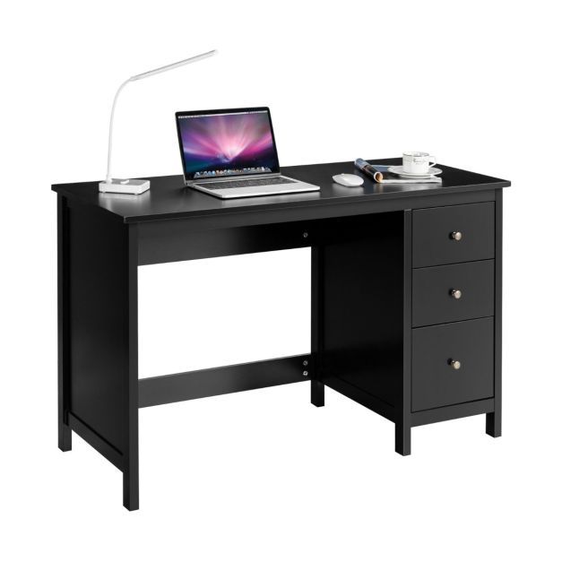 Scrivania per computer con 3 cassetti per casa studio ufficio, Tavolo per  laptop con superficie spaziosa Nero - Costway