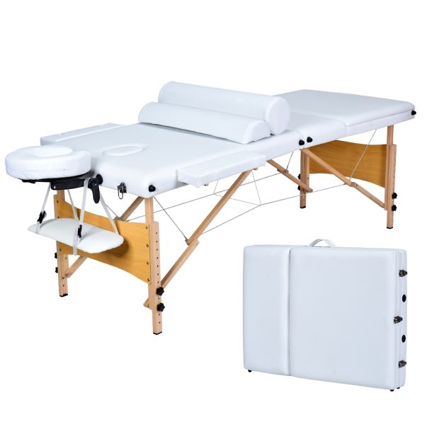 Lettino da massaggio pieghevole Deluxe 184cm Tavolo da massaggio con  schienale pieghevole Bianco - Costway