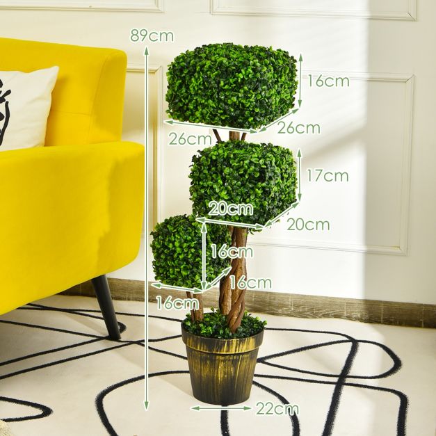 AMERIQUE Albero Artificiale In Vaso Con 37 Foglie - Tecnologia Real Touch, Verde E Giallo, Per Interni/Esterni