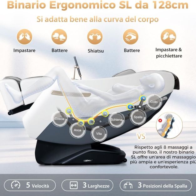 Welcon Prestige II Poltrona Massaggiante 3D Zero Gravity, Calore, 6 Programmi E Bluetooth, Nero - 3