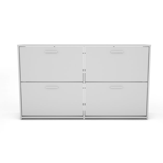 Scarpiera Ribaltabile Da Ingresso, Scarpiera Con 2 Ribalte, 1 Vano A Giorno Scarpiera Con 4 Ripiani Scarpiera Con Ottica A Griglia 75x30x98cm Fsr127 W Sobuy