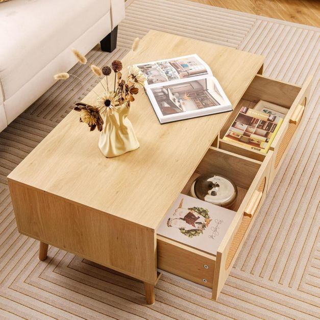 Tavolino da caffè ovale moderno di metà secolo, in legno, a 2 ripiani, con ripiano portaoggetti, per piccoli appartamenti e salotti, mobili eleganti e funzionali
