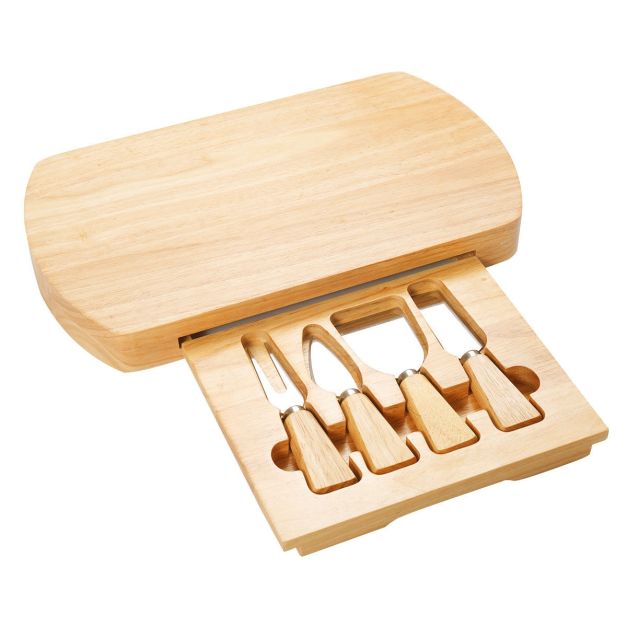 set di coltelli e vassoio da portata in legno GJCrafts Tagliere per formaggio in legno per picnic e feste vassoio con 3 coltelli in acciaio inox 