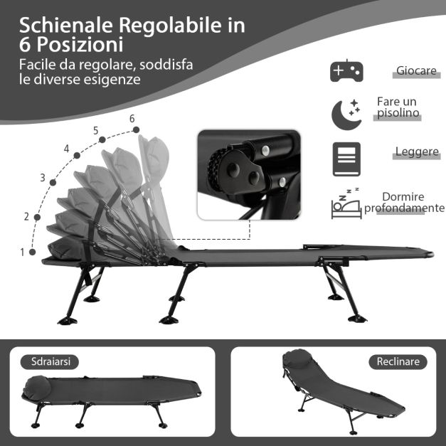 Semptec letto: Letto da campeggio pieghevole, fino a 200 kg, per interno ed esterno (lettino pieghevole