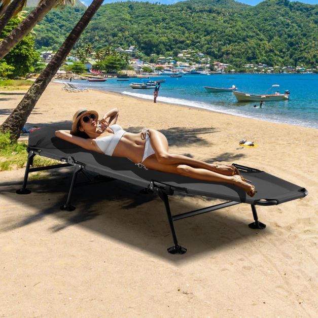 Letto Da Campeggio Pieghevole Con Materasso Integrato, Porta Fino A 200 Kg, Tasche Laterali, Custodia Inclusa