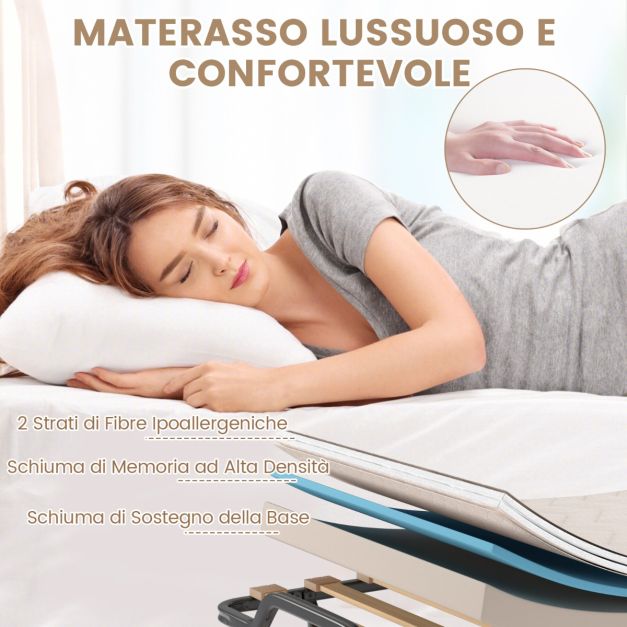 Brandina pieghevole, facile da montare con materasso incluso Misure 80 x 190 cm