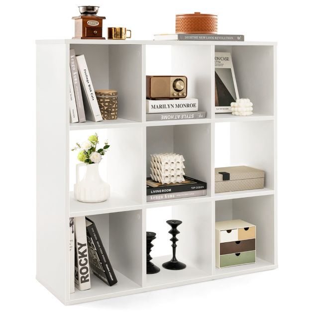 Furinno DALY Libreria 8 Cubi, Organizer a Cubi Libreria con Scomparti Irregolari, per Soggiorno, Camera da Letto, Home Office, Bianco
