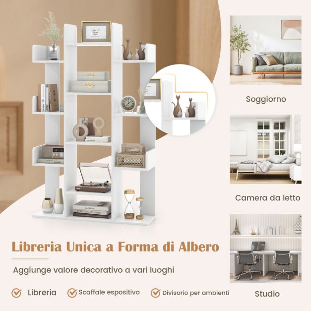 Mobile Libreria 6 Ripiani 2 Ante Scaffale in Legno MDF Design Moderno