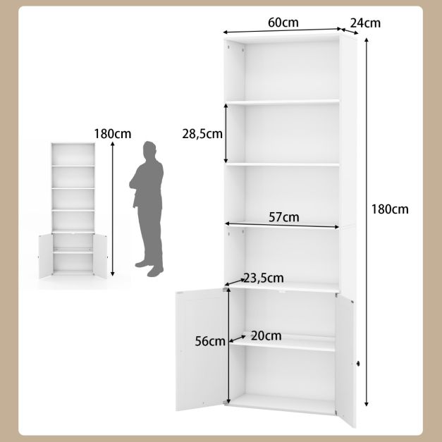 Libreria Pieghevole Crofy 2 Ripiani – Senza Montaggio – Struttura In Metallo E Vetro – 57x32,6x71 Cm – Bianca