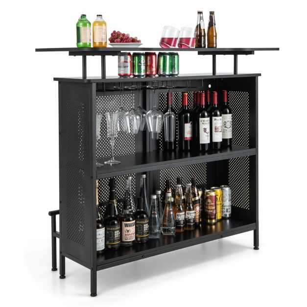 Dianoo Portabicchieri Da Vino Sottopensile – Set Da 2 – 40,5 Cm – Fino A 5 Bicchieri – Colore Nero