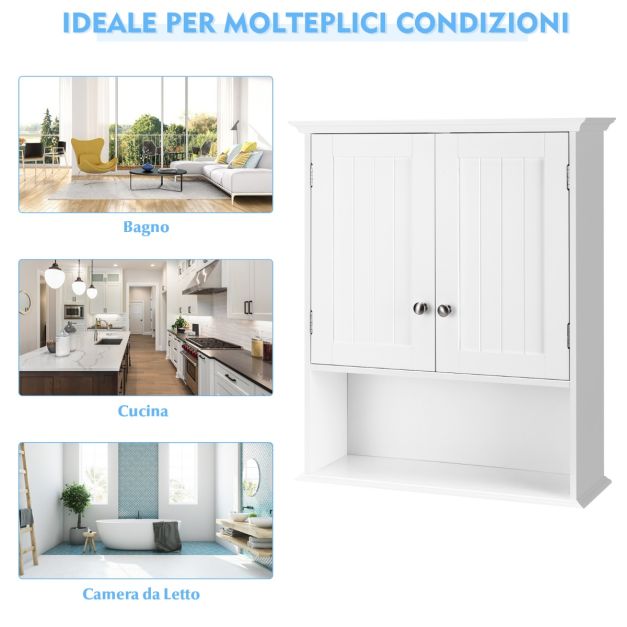 Mobile bagno alto mobiletto stretto da pavimento con 3 ripiani aperti, Mobile unità di stoccaggio indipendente 3 Colori