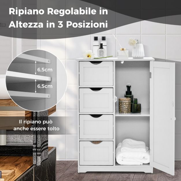 Costway Armadio del bagno, Organizer con doppia anta a persiana e