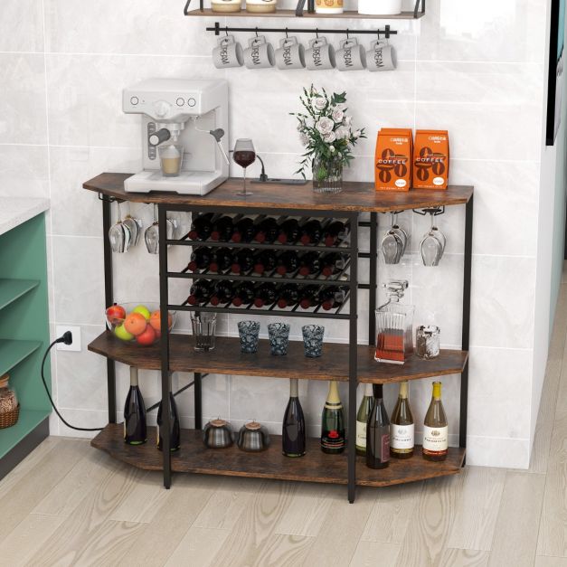 Mobiletto Portabottiglie Da Vino A 3 Livelli Con Ripiani Di Stoccaggio Prolunghe Elettriche Portabottiglie Da Vino Grigio