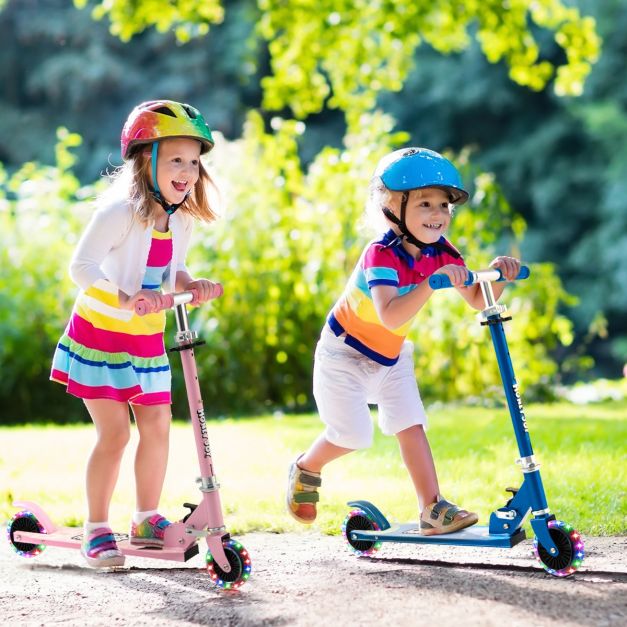 Monopattino per Bambini 5-in-1 Con Sedile Estraibile, 3 PU Ruote Lampeggianti, Manubrio Regolabile in Altezza, Facile da Guidare, Schienale Comodo, Pieghevole Monopattino per Bambini 1 a 6 Anni