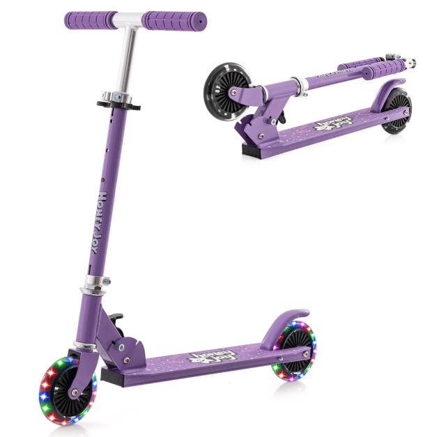 Monopattino per bambini con ruote a LED manubrio regolabile, Giocattolo con  meccanismo pieghevole 3 Colori - Costway