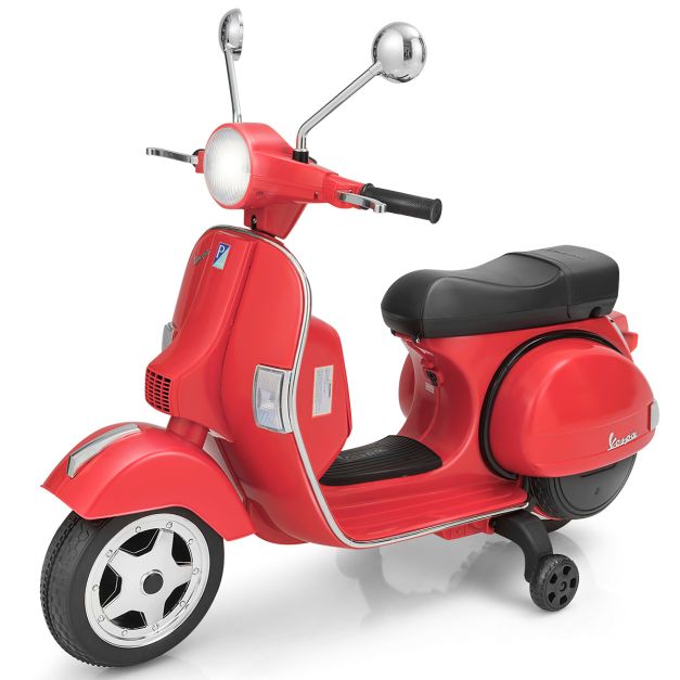 Vespa cavalcabile 6 V per bambini con musica e clacson, Moto elettrica con  luci LED e rotelle Rosso - Costway