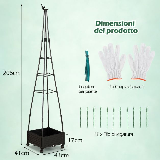 Traliccio Da Giardino In Metallo Per Piante Rampicanti | Obelisco 160 Cm | Tubo Acciaio Rivestito | Supporto Per Rose, Pomodori, Viti - 5