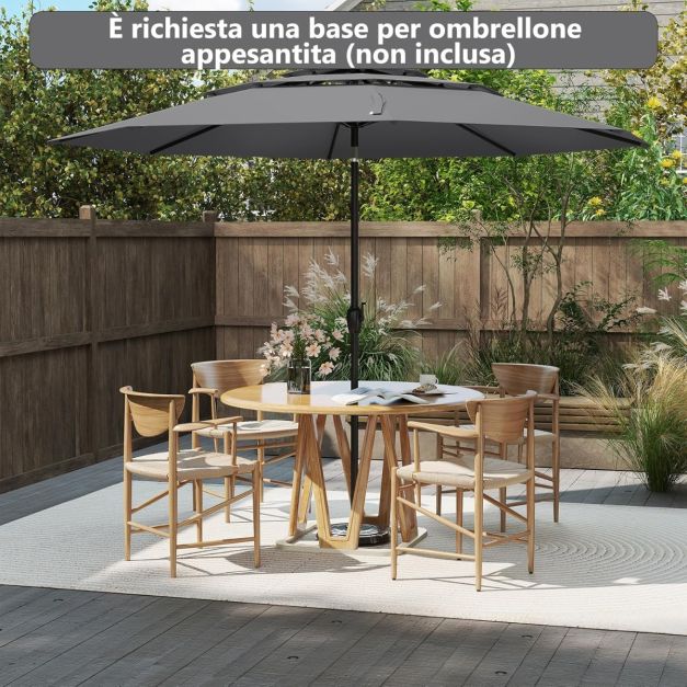 Ombrellone Rettangolare Da Patio 250x130 Cm – Mezzo Ombrello Con Asta In Acciaio, 5 Stecche, Inclinabile, Per Balcone E Giardino