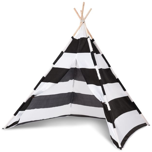 Tenda da gioco teepee per bambini in legno e tessuto da interno/esterno  160x120x120cm - Costway