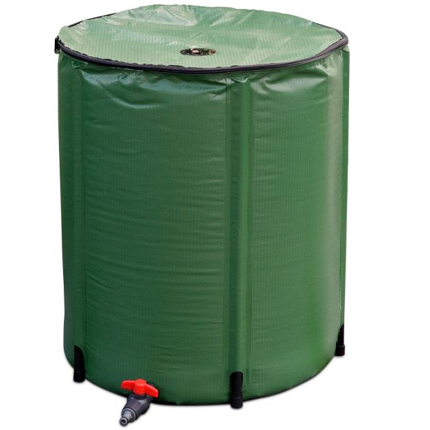 Serbatoio Pieghevole Per Raccolta Acqua Piovana Da 53 Galloni (200 L) - Canna In PVC 500D Con Aste In Vetroresina, Rubinetto, Filtro E Kit Troppopieno