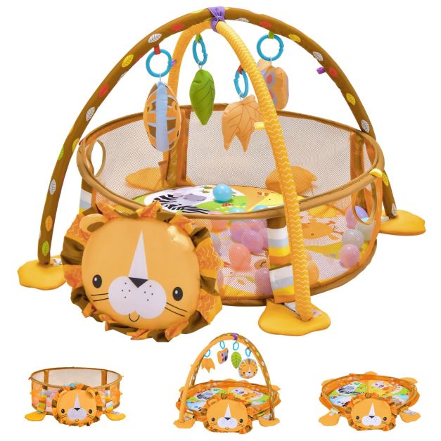 Palestrina per neonati con tappetino imbottito archi borsa 4 giocattoli  sensoriali, Palestra bambini multifunzione - Costway