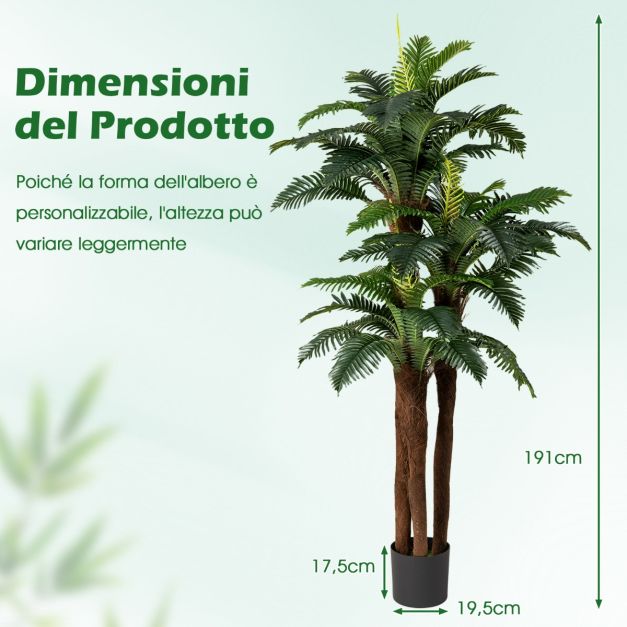 Palma artificiale da 1,5 m, piante artificiali per interni con vaso