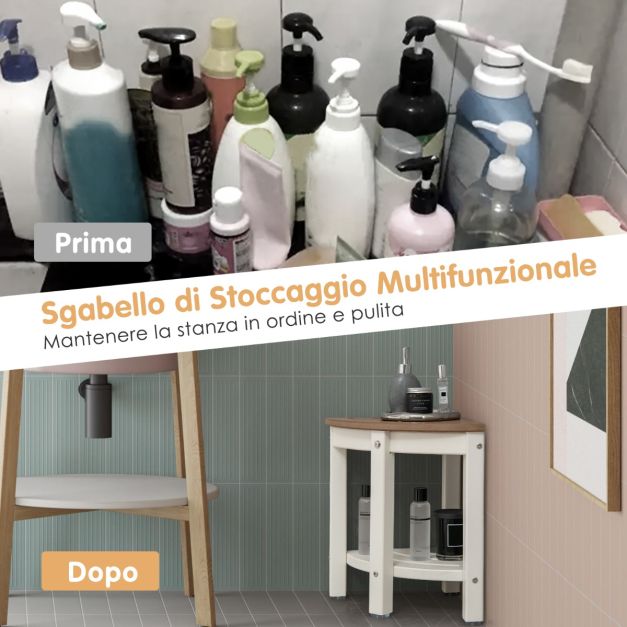 TOMTREE Panca Da Doccia Angolare In Acrilico - Sgabello Portaoggetti E Poggiapiedi Per Rasatura, Portata 181 Kg, Salvaspazio, Resistente A Umidità E Muffa