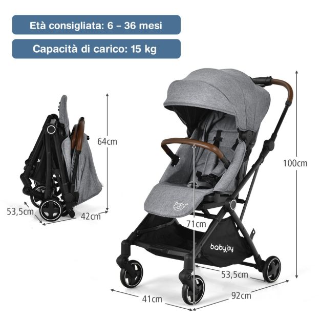 COSTWAY 2 in 1 Passeggino per Bambini, Passeggino Pieghevole con Sedile Reversibile, Schienale Regolabile, Passeggino Leggero con Cintura di Sicurezza, Copertura, per Bambini 0-3 Anni (Grigio
