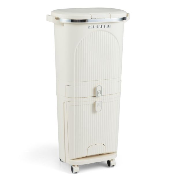 Cestino Spazzatura Metallico 10L Con Anello Oro – Per Ufficio, Bagno, Camera, Argento
