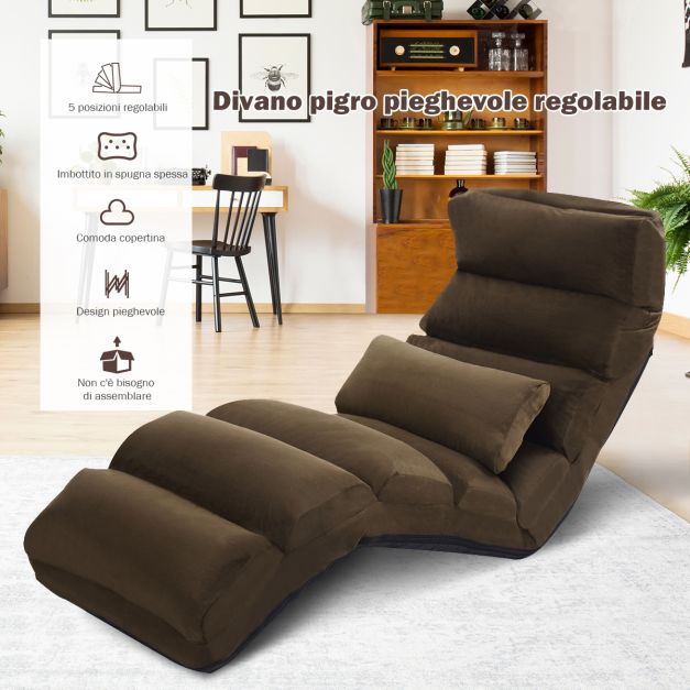 Sedia Letto Pieghevole Convertibile - Divano Da Pavimento Futon Per Adulti, Piccoli Spazi, Colore Marrone - 2
