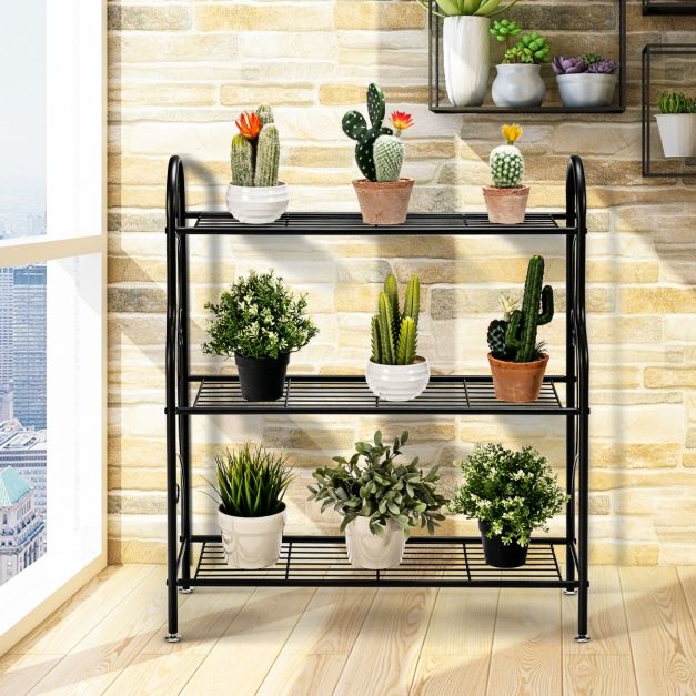 ZXCVB Scaffale Porta Piante in Metallo,Scaffale Portafiori per Piante Portafiori Espositore Ferro Flower Pot Stand,Interni Ed Esterni ​Decorazione Giardino 45x25x90cm,White