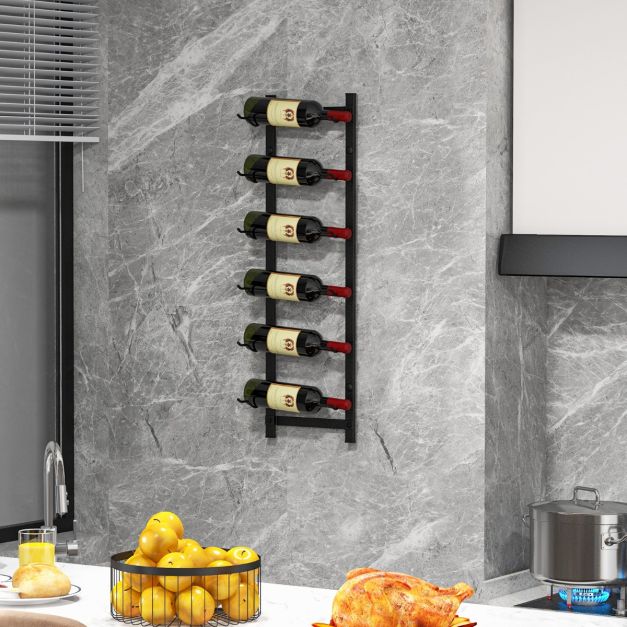 The Rack Co. Wall Series - Portabottiglie da parete, in metallo, con telaio centrale, colore: nero (12 bottiglie