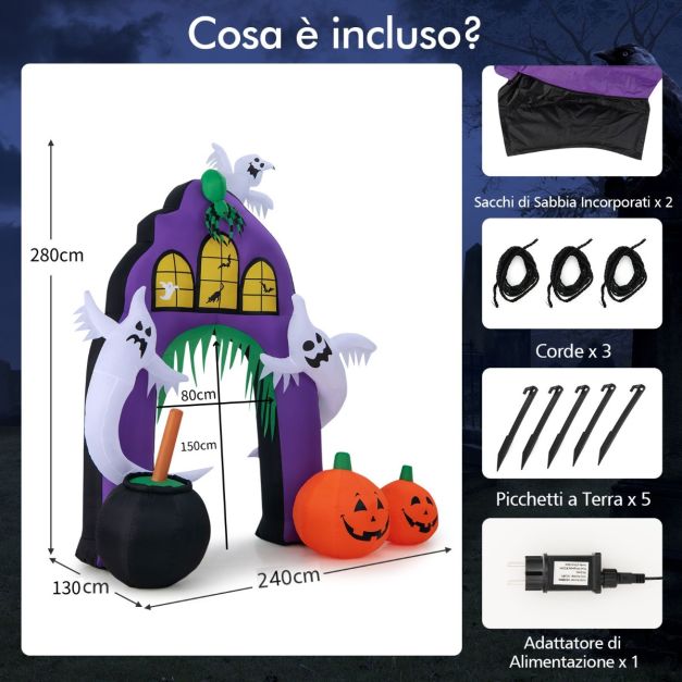 Mongolfiera gonfiabile con zucca fantasmi per Halloween, Decorazione