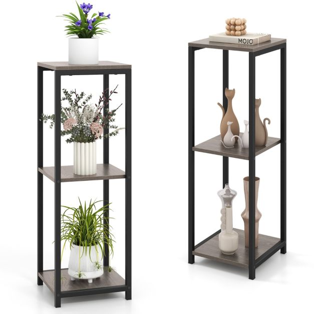 Supporto Per Piante A 3 Livelli Con Cassetto In Tessuto – Tavolo Metallico Angolare Per Interni, Design Minimalista