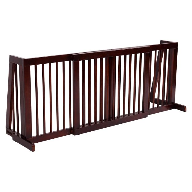 Cancello di legno per animali con 3 pannelli regolabile, Barriera per cani  da corridoio e scale 203x56x9,5cm - Costway