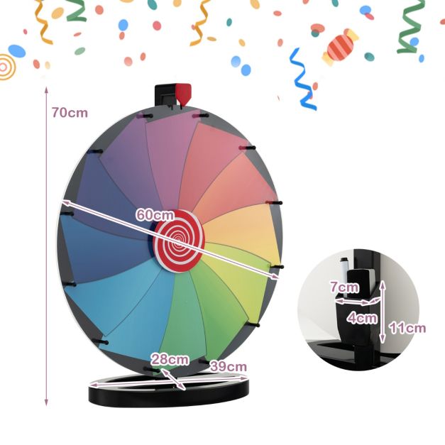 Ruota della Fortuna, 30cm Gioco Ruota Personalizzabile con Gomma e