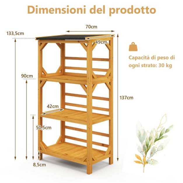 COSTWAY Scaffale Porta Piante a Scala Pieghevole, Scaffale per Vasi in Legno a 4 Livelli, Supporto Porta Fiori da Interno per Soggiorno Camera da
